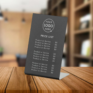 Price List   Black Business Logo Modern Simple Pedestal Sign