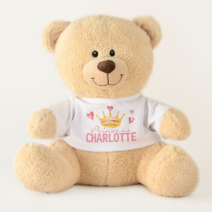 Princess ANY NAME Cute Personalized Hearts & Tiara Teddy Bear