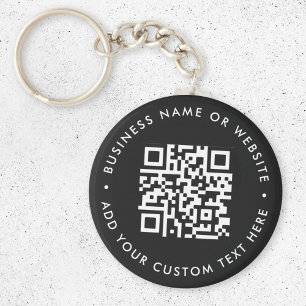 QR Code   Black Business Modern Budget Round Keychain