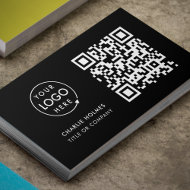 QR Code Business Logo   Black Modern Professional Business Card