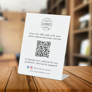 QR Code Business Website Scan Me Social Media Logo Pedestal Sign