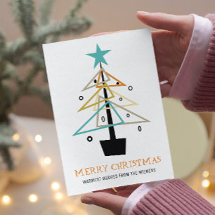 Quirky Retro Christmas Tree Mid Century Modern Holiday Card