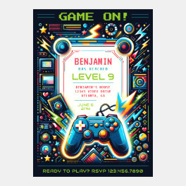 Ready to Play Gaming Kids' Birthday Invitation