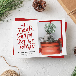 Red Dear Santa Let Me Explain Photo Christmas Holiday Card