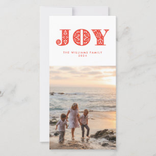 Red Joy Swedish Dala Horse Holiday Photocard