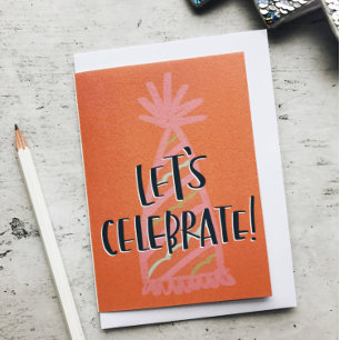 Red Let's Celebrate Birthday Hat Card