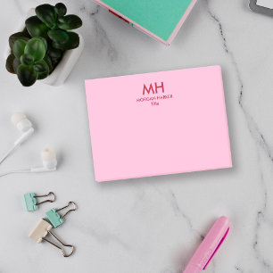 Red Pink Minimal Clean Initials Post-it Notes