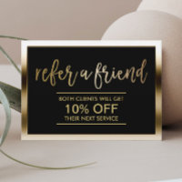 Referral Card | Modern Black & Gold Framed