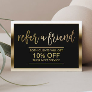 Referral Card   Modern Black & Gold Framed