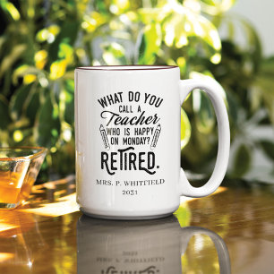 Retired Teacher Head of School Retirement Red Two-Tone Coffee Mug