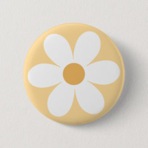 Retro daisy yellow boho button