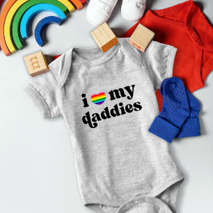 Retro I Love My Daddies Baby Gay Dads Rainbow Baby Bodysuit