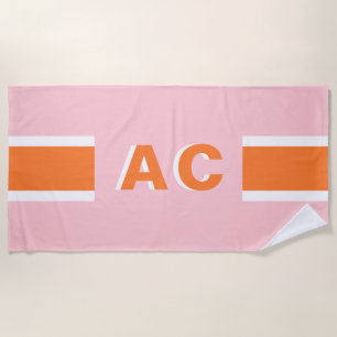 Retro Monogram Minimalist Bachelorette  Beach Towel