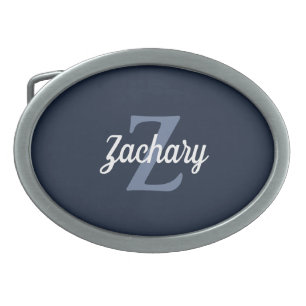 Retro Monogram Navy Blue White Belt Buckle