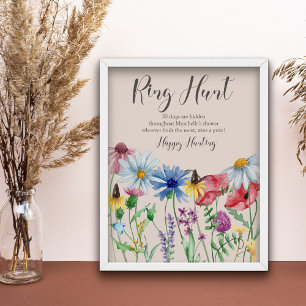 Ring Hunt Wildflower Charm Bridal Shower Game Poster