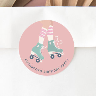 Roller Skating Birthday Party Classic Round Sticker