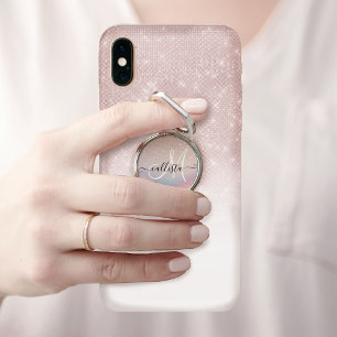 Rose Gold Glitter Iridescent Holographic Gradient Phone Ring Stand