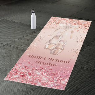 Rose gold pink glitter ballet dance school studio  yoga mat