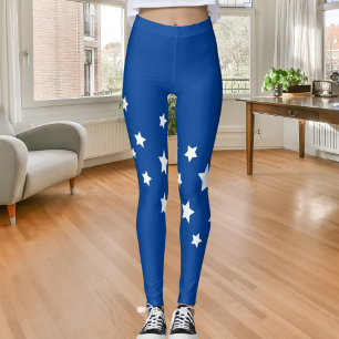 Royal blue white stars leggings