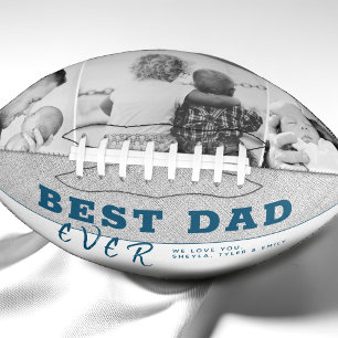 Rustic Blue Best Dad Father`s Day 3 Photo Collage Football