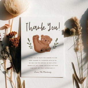 Rustic Cub Bear Baby Shower Thank You Card