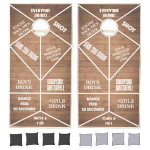 Rustic Drinking Game Barnwood Cornhole Set