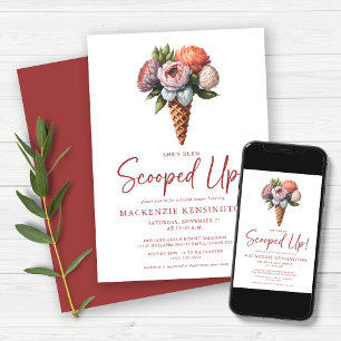 Rustic Elegant Boho Ice Cream Bridal Shower Invitation