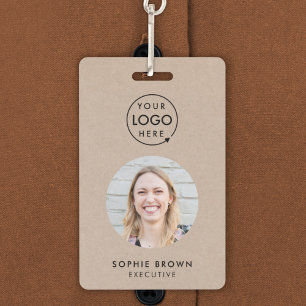 Rustic Kraft Business ID   Minimalist Employee QR Badge