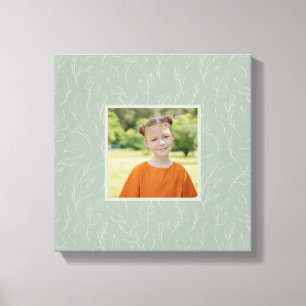 Rustic Sage Green Botanical Floral Custom Photo Canvas Print