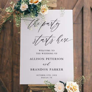 Rustic The Party Starts Here Wedding Sign