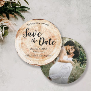 Rustic Wedding Save the date photo Wood Grain Invitation