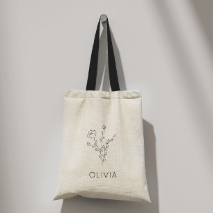 Rustic Wildflower Bridesmaid Name Tote Bag