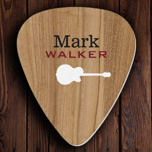 Rustic Wood Guitarist Name Cool Guitar Pick