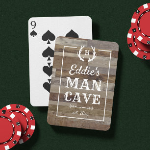 Rustic Wood Plank   Personalized Man Cave Poker Cards