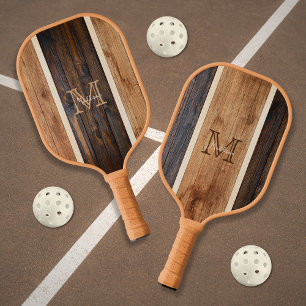 Rustic Wood Tone Stripe Vertical Pickleball Paddle