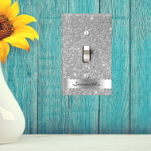 Silver Diamond Glitter Bling Girly Light Switch Cover