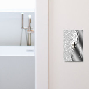 Silver Diamonds Glitter Bling Girly Light Switch Cover