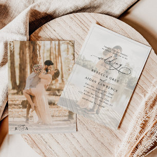 Simple Black & White Overlay Photo Wedding Invitation