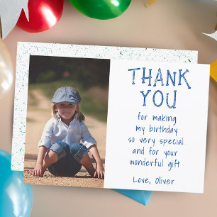 Simple Boy Photo Kid's Birthday  Thank You Card