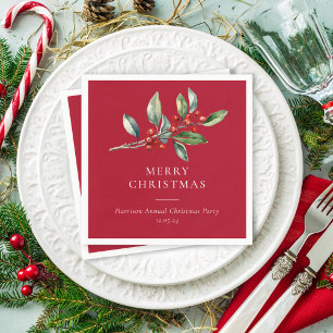 Simple Elegant Christmas Watercolor Botanical Napkins