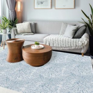 Simple Modern Geometric Blue White Sunburst Rays  Rug