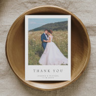 Simple Modern Photo Wedding Thank You Card W Note