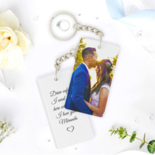 Simple Personalized Photo and Text Photo Keychain