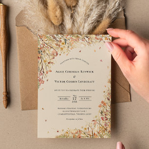 Simple Rustic Fall Beige Wedding Invitation