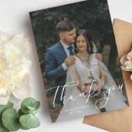 Simple Script Modern Wedding Photo Thank You Card