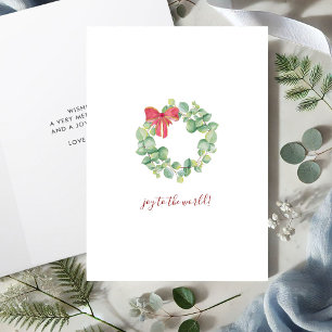 Simple Watercolor Botanical Wreath Christmas Card