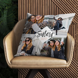 Sisters BFF   Best Friends Forever Photo Collage Throw Pillow