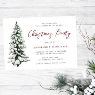 Snowy Christmas Tree Festive Christmas Party Invitation