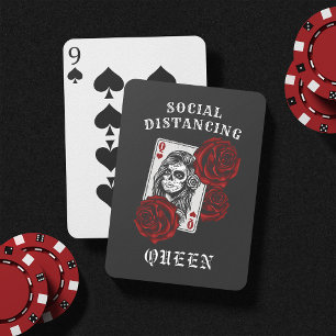 Social Distancing Queen Skull & Roses Poker Cards