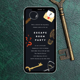 Solve the Mystery Escape Room Party Invitation